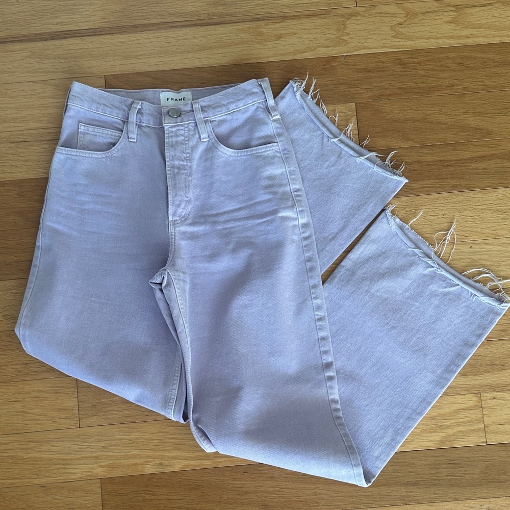 Frame Denim Light Purple Frayed Hem Jeans